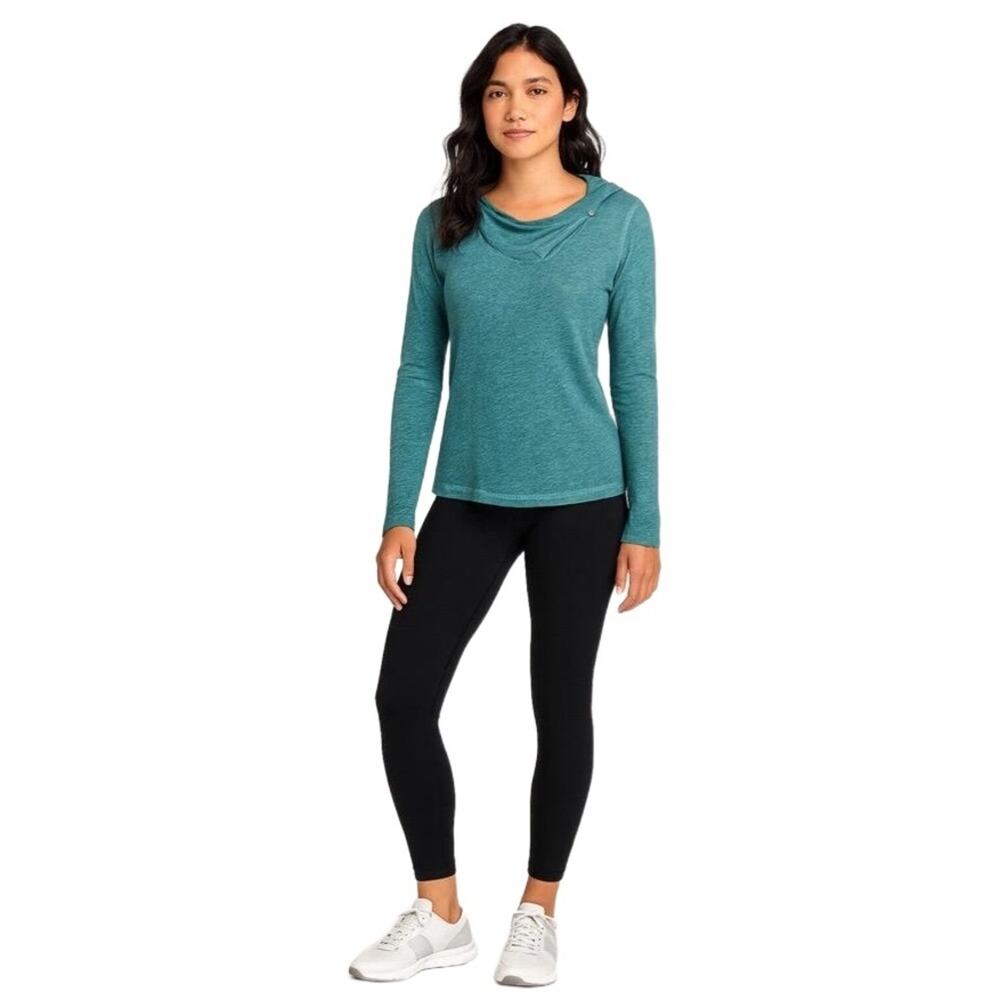 Lucy Hoodie Women's S Cowel Neck Activewear Lightweight Yoga Top Cowel Button